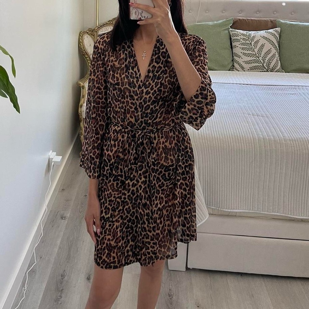 OHS Leopard Print Mesh Robe - Picture 3 of 8